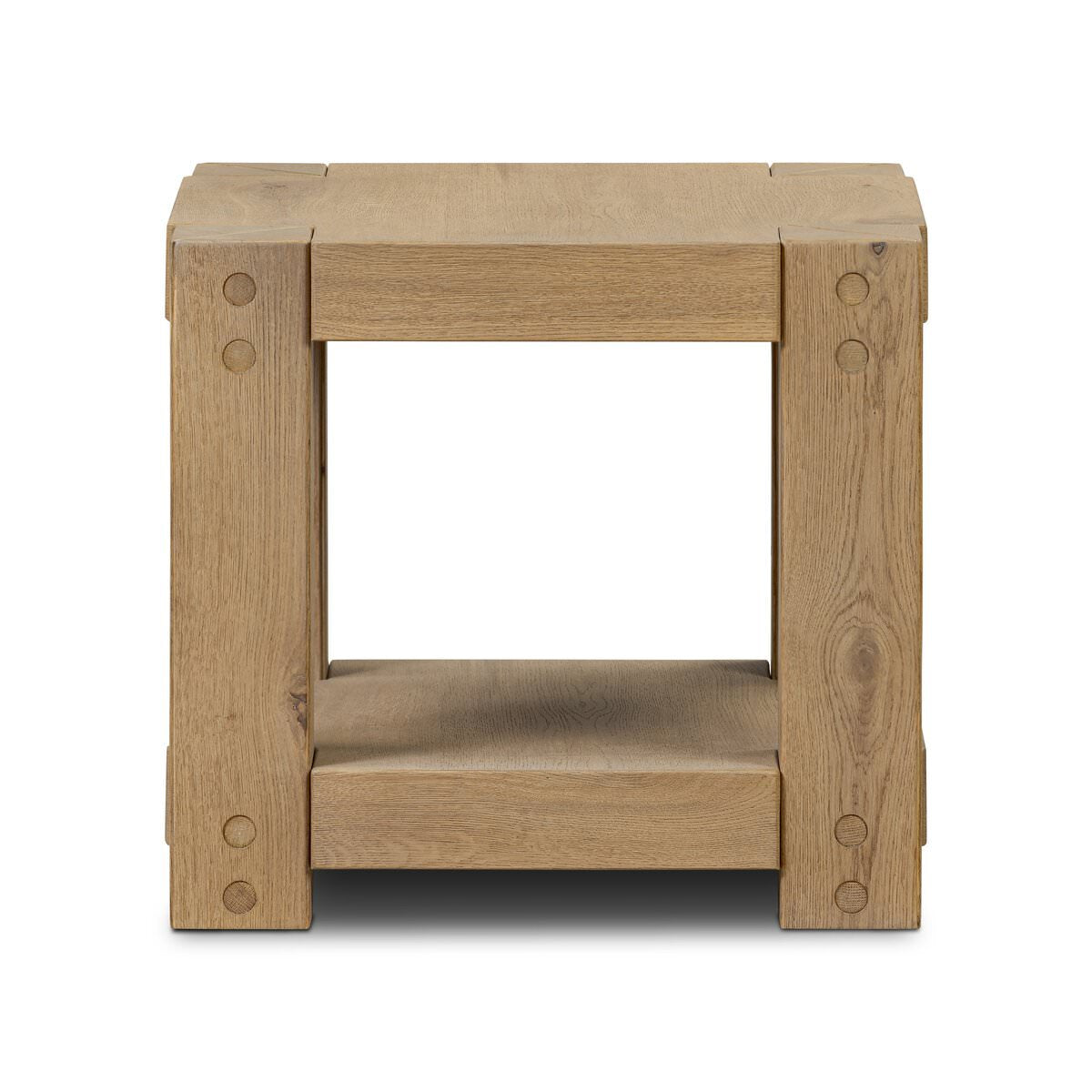 Four Hands Emmer End Table in Aged Smoked Oak on a white background at Addison West