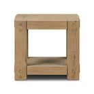 Four Hands Emmer End Table in Aged Smoked Oak on a white background at Addison West