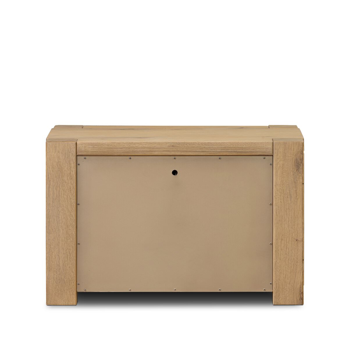 Back of Four Hands Emmer Nightstand in Aged Smoked Oak on a white background at Addison West