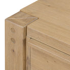 Close up of Four Hands Emmer Nightstand in Aged Smoked Oak on a white background at Addison West