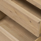 Close up of Four Hands Emmer Nightstand in Aged Smoked Oak at Addison West