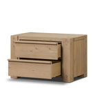 Four Hands Emmer Nightstand in Aged Smoked Oak on a white background at Addison West