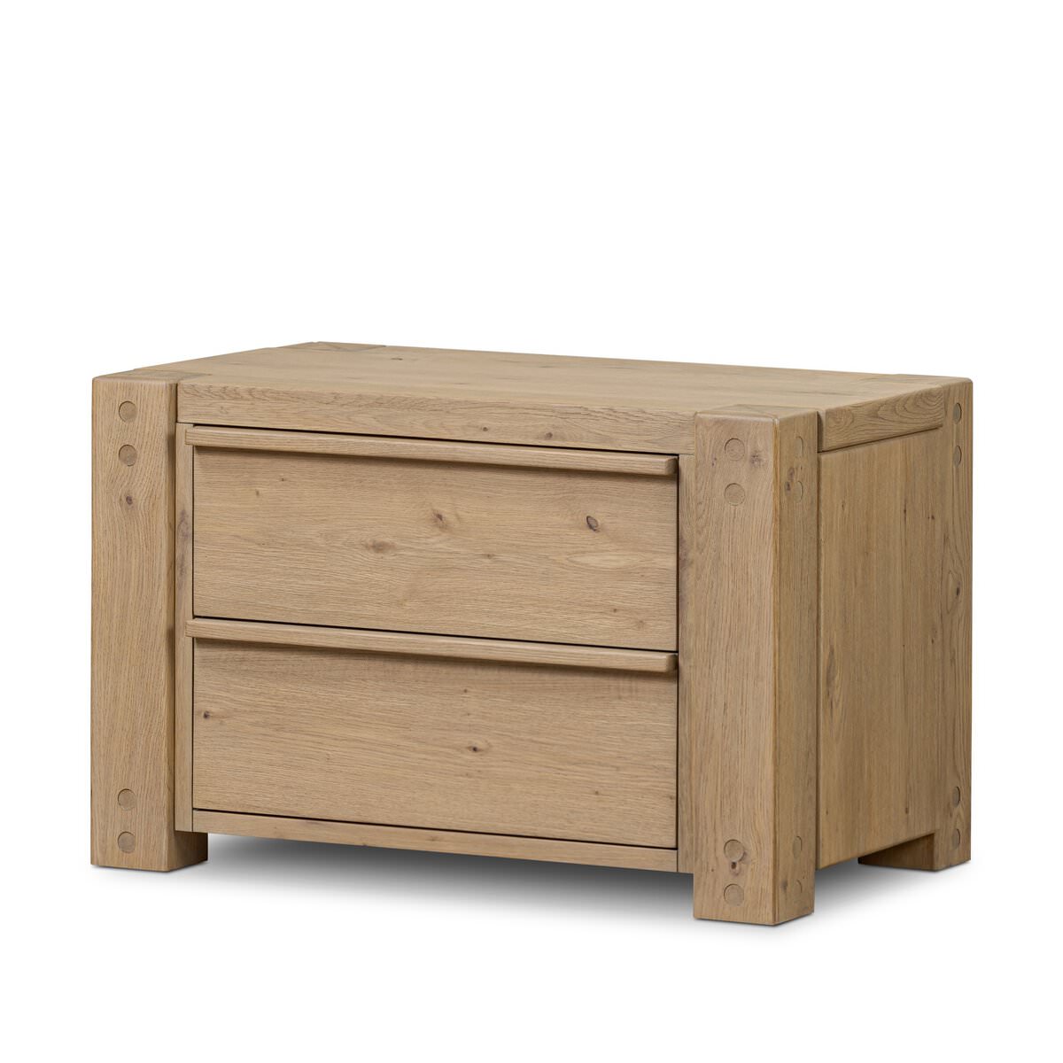 Four Hands Emmer Nightstand in Aged Smoked Oak on a white background at Addison West