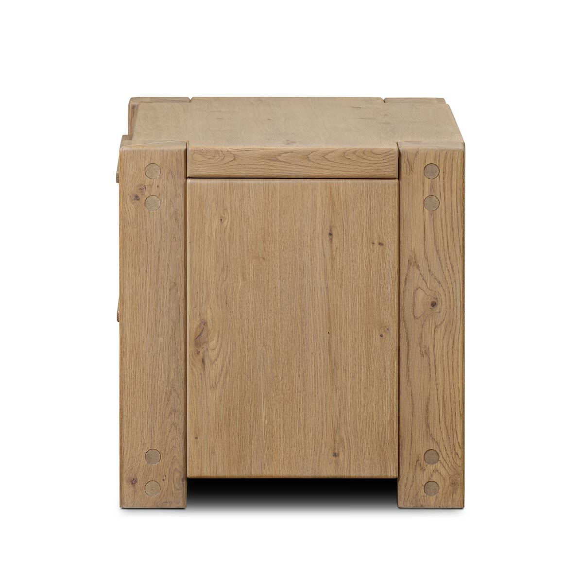 Side of Four Hands Emmer Nightstand in Aged Smoked Oak on a white background at Addison West
