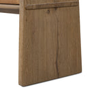 Close up of Four Hands Eros Accent Bench in Conroe Drift on a white background at Addison West