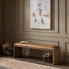 Four Hands Eros Accent Bench in Conroe Drift in an entryway at Addison West
