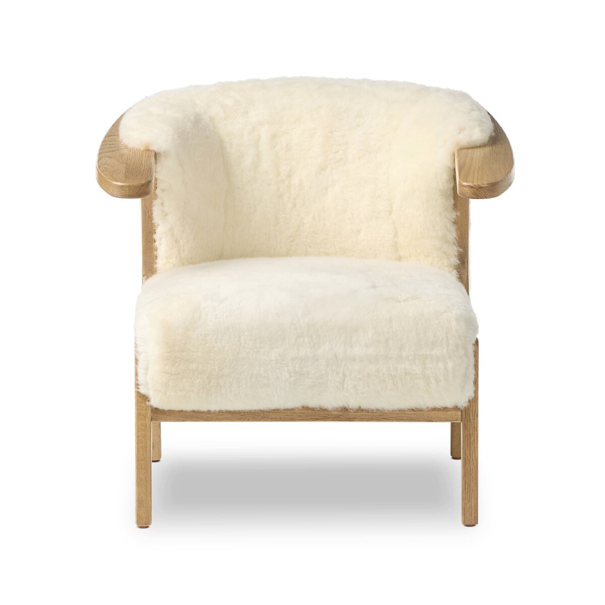 Four Hands Fabian Chair in Cream Shearling on a white background at Addison West