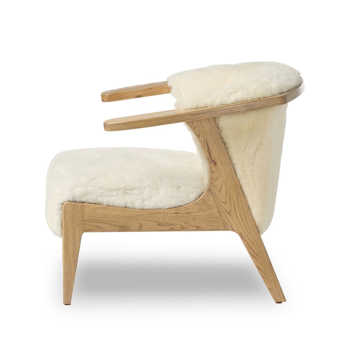 Four Hands Fabian Chair in Cream Shearling on a white background at Addison West
