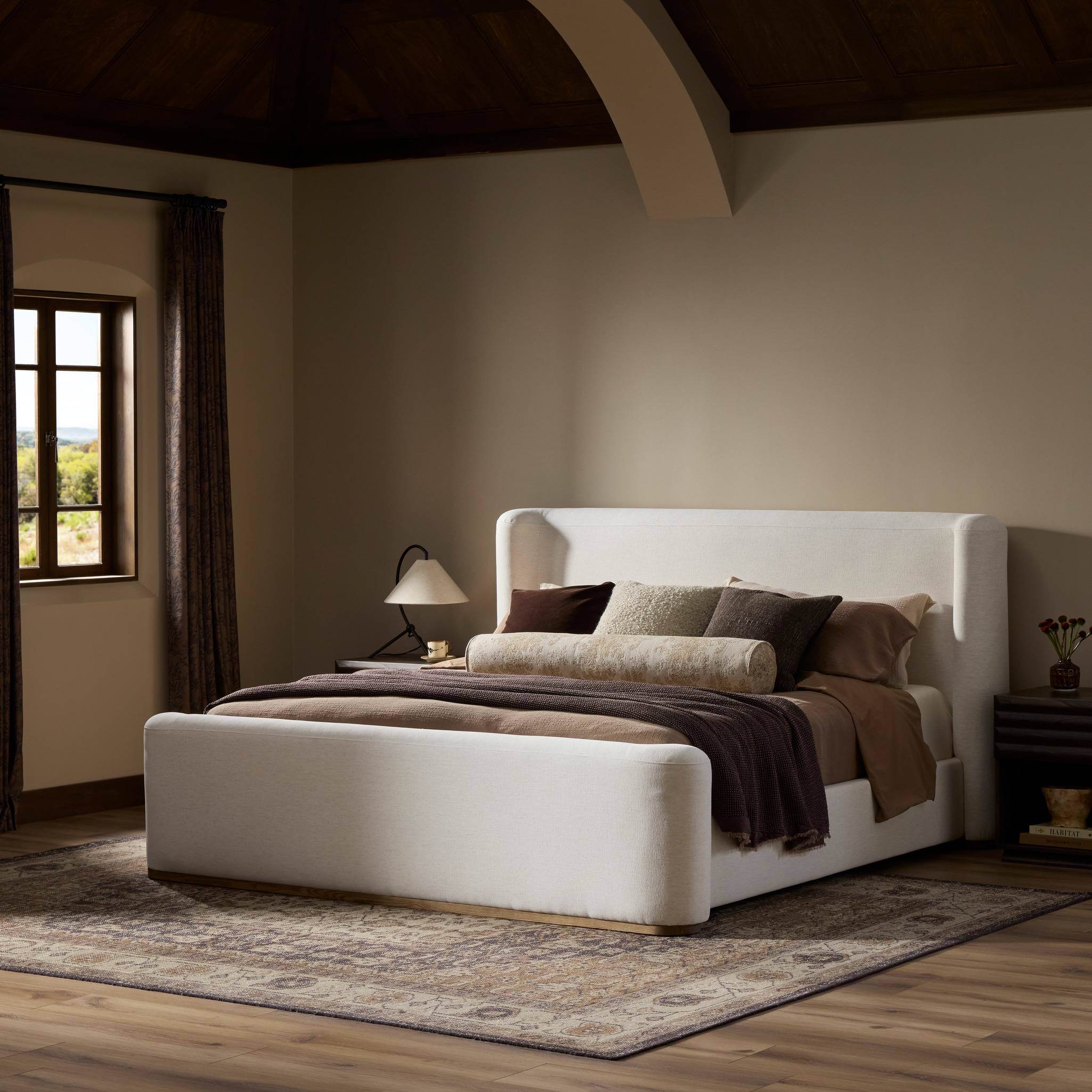 Four Hands Fane Bed in Crypton Nomad Snow, Queen in bedroom at Addison West.