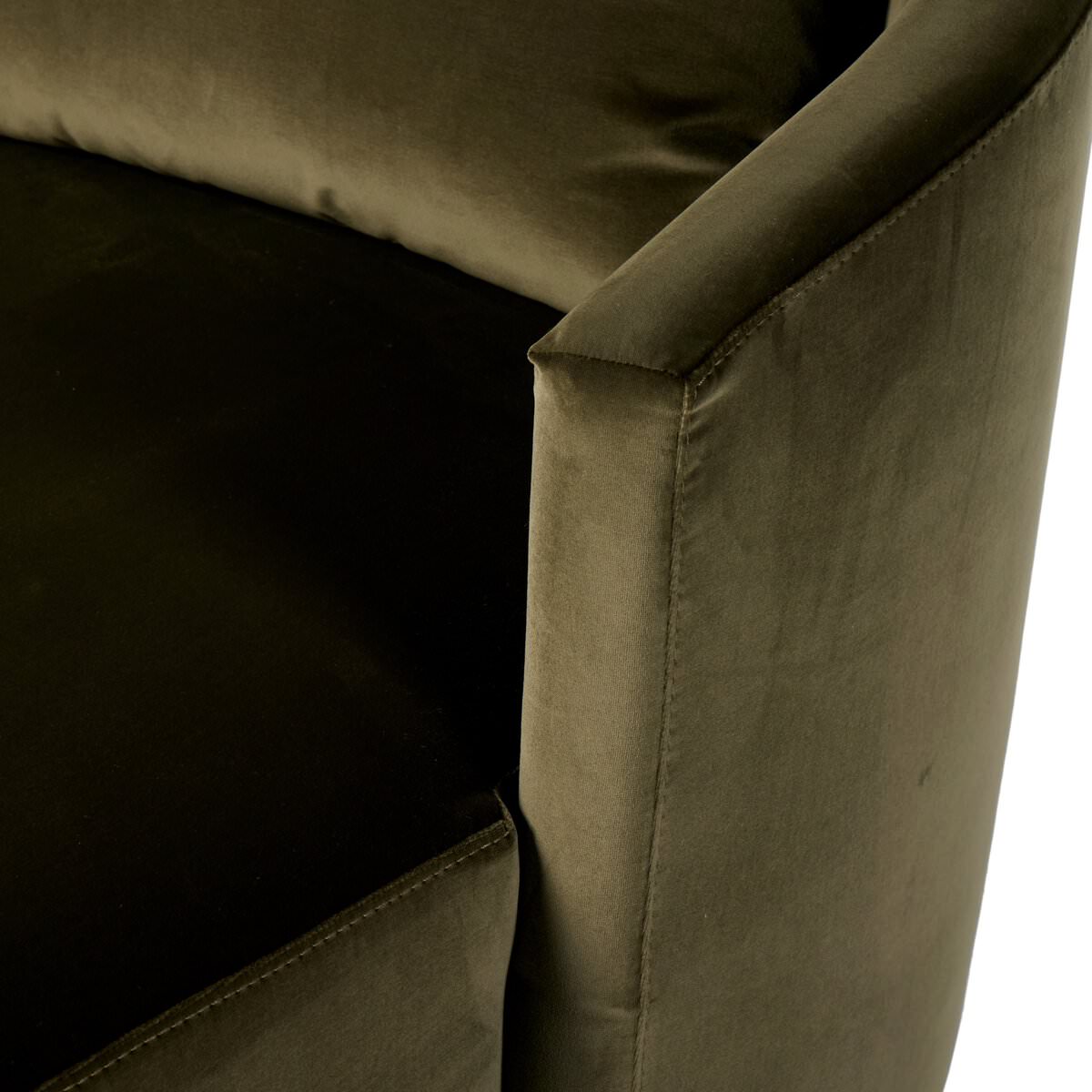 Close up of Four Hands Farrah Chaise Lounge in Surrey Olive on a white background at Addison West