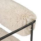Close up of Four Hands Fenn Chair in Champagne Mongolian Fur on a white background at Addison West