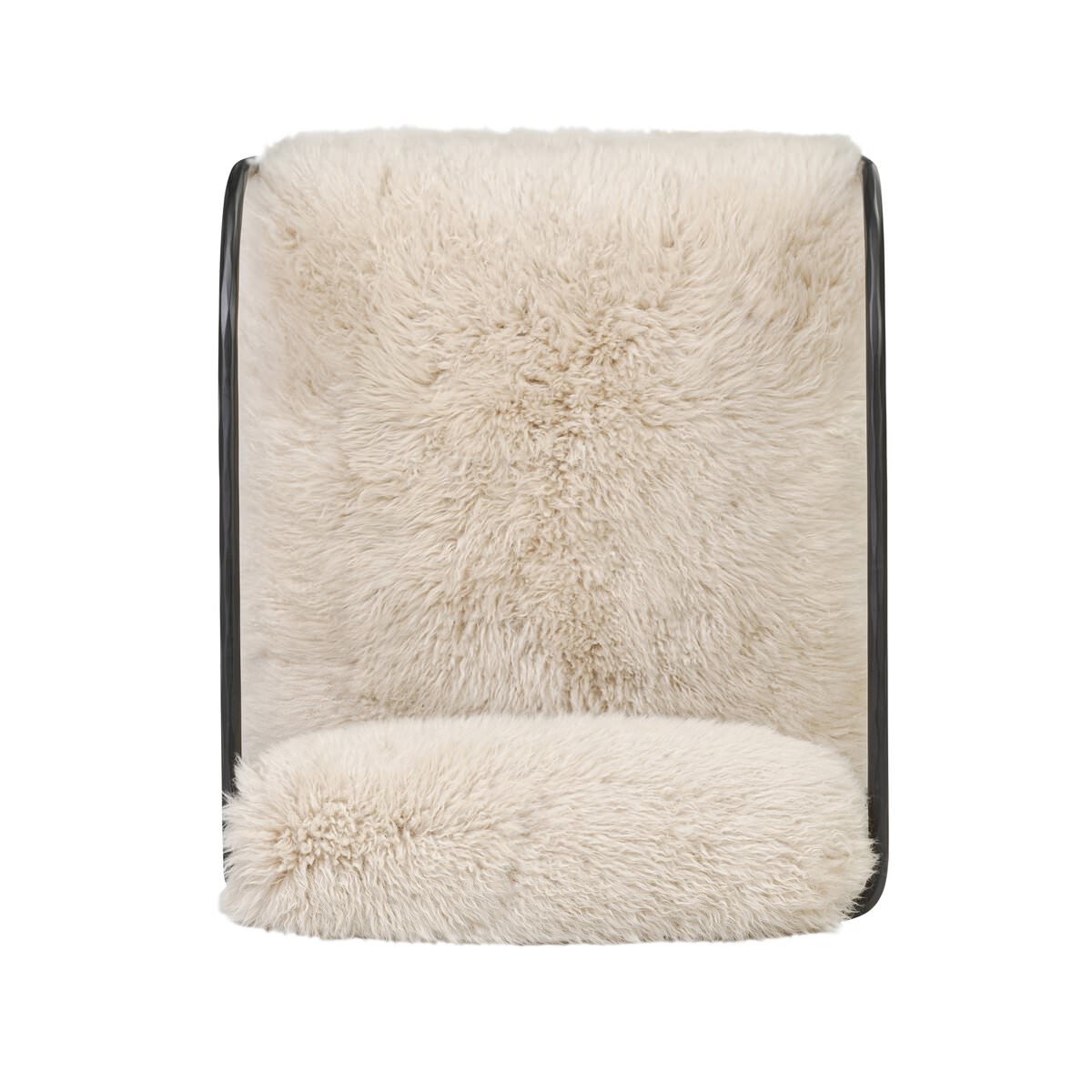 Top of Four Hands Fenn Chair in Champagne Mongolian Fur on a white background at Addison West