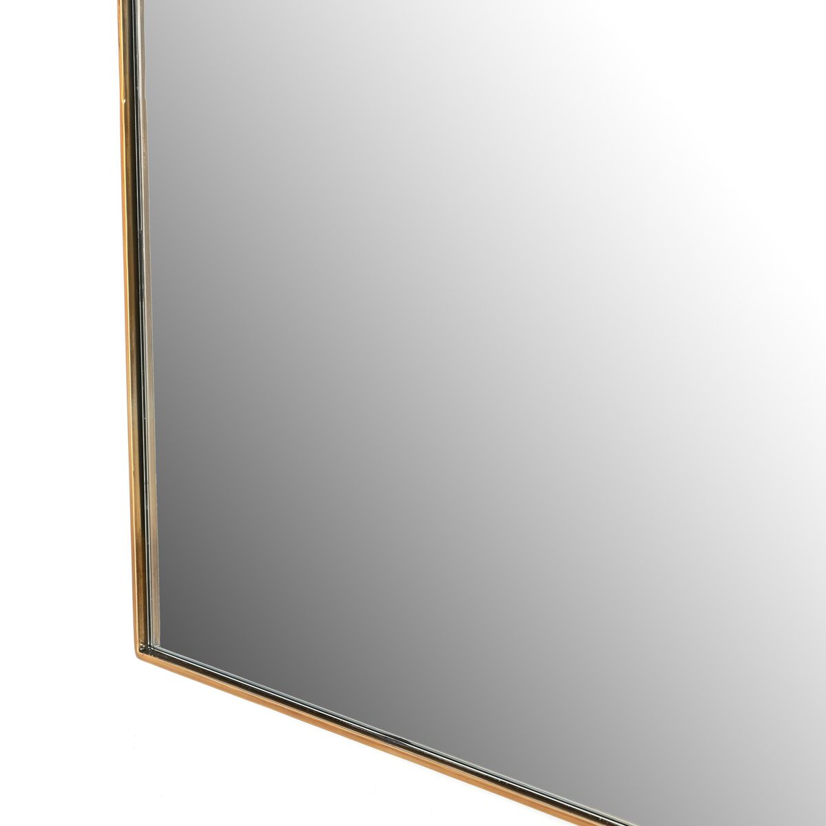 Close up of Four Hands Georgina Wide Mirror in Polished Brass on a white background at Addison West