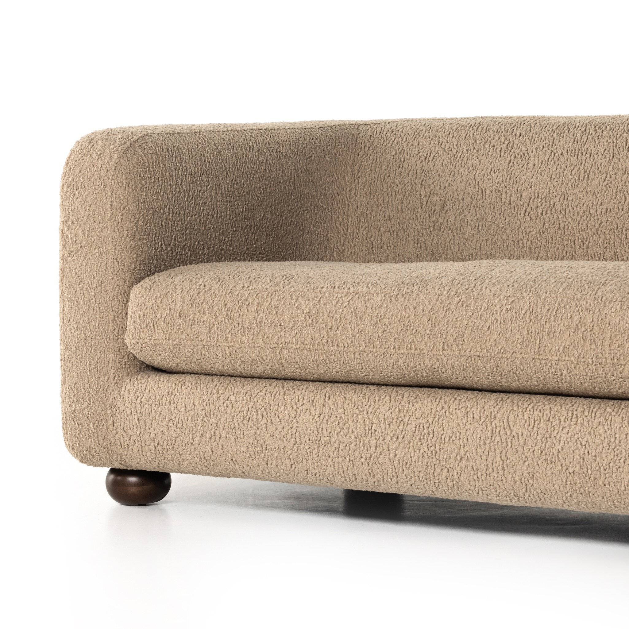 Four Hands Gidget Sofa in Sheepskin Camel on white background at Addison West.
