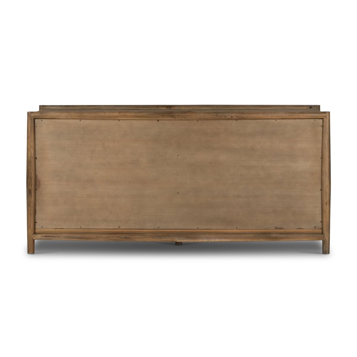 Back of Four Hands Glenview 6 Drawer Dresser in Weathered Oak Veneer on a white background at Addison West