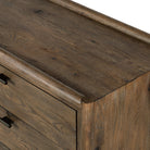 Close up of Four Hands Glenview 6 Drawer Dresser in Weathered Oak Veneer on a white background at Addison West