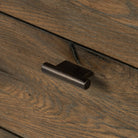 Close up of Four Hands Glenview 6 Drawer Dresser in Weathered Oak Veneer on a white background at Addison West