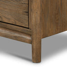 Close up of Four Hands Glenview 6 Drawer Dresser in Weathered Oak Veneer on a white background at Addison West