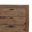 Close up of Four Hands Glenview 9 Drawer Dresser in Weathered Oak Veneer on a white background at Addison West