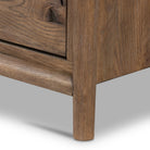 Close up of Four Hands Glenview 9 Drawer Dresser in Weathered Oak Veneer on a white background at Addison West