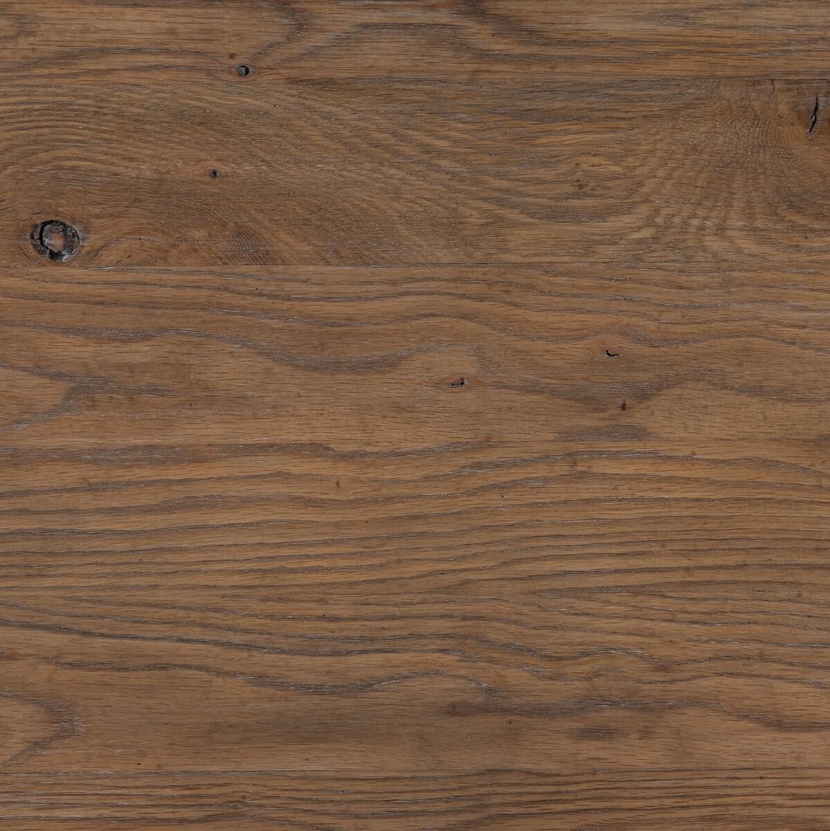 Close up of Four Hands Glenview 9 Drawer Dresser in Weathered Oak Veneer on a white background at Addison West