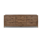 Four Hands Glenview 9 Drawer Dresser in Weathered Oak Veneer on a white background at Addison West
