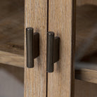 Close up of Four Hands Glenview Bar Cabinet in Weathered Oak at Addison West