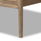 Close up of Four Hands Glenview Bar Cabinet in Weathered Oak on a white background at Addison West