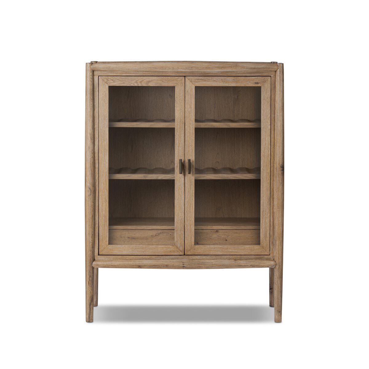 Four Hands Glenview Bar Cabinet in Weathered Oak on a white background at Addison West