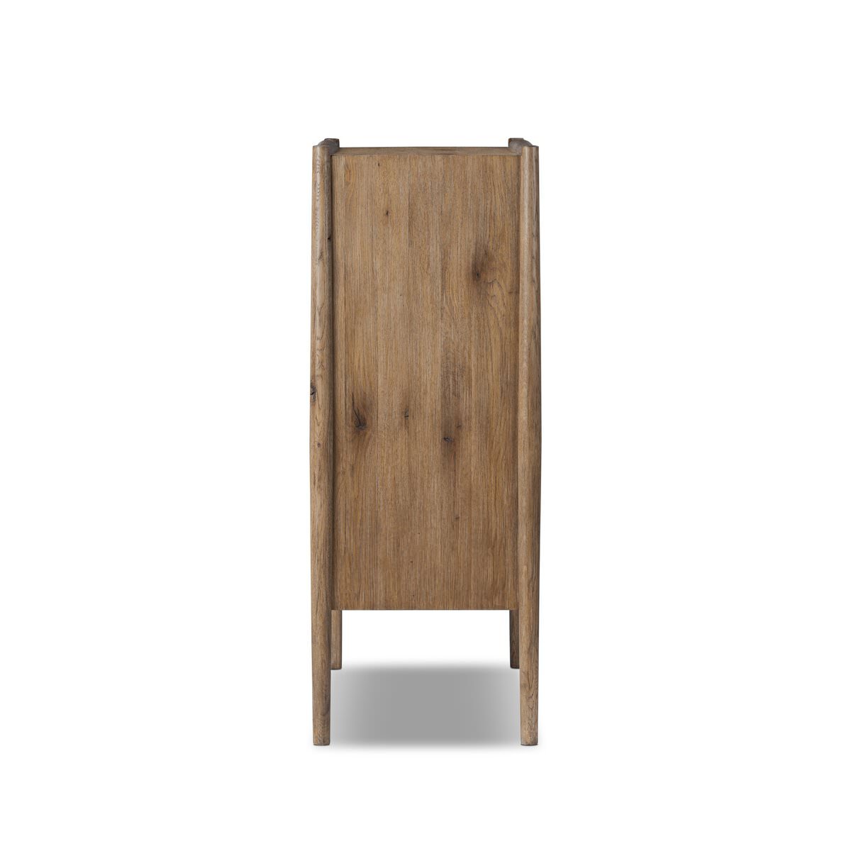 Side of Four Hands Glenview Bar Cabinet in Weathered Oak on a white background at Addison West