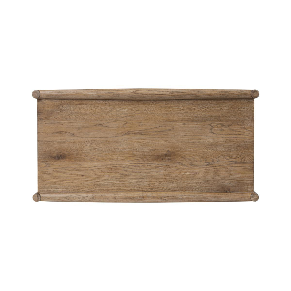 Top of Four Hands Glenview Bar Cabinet in Weathered Oak on a white background at Addison West