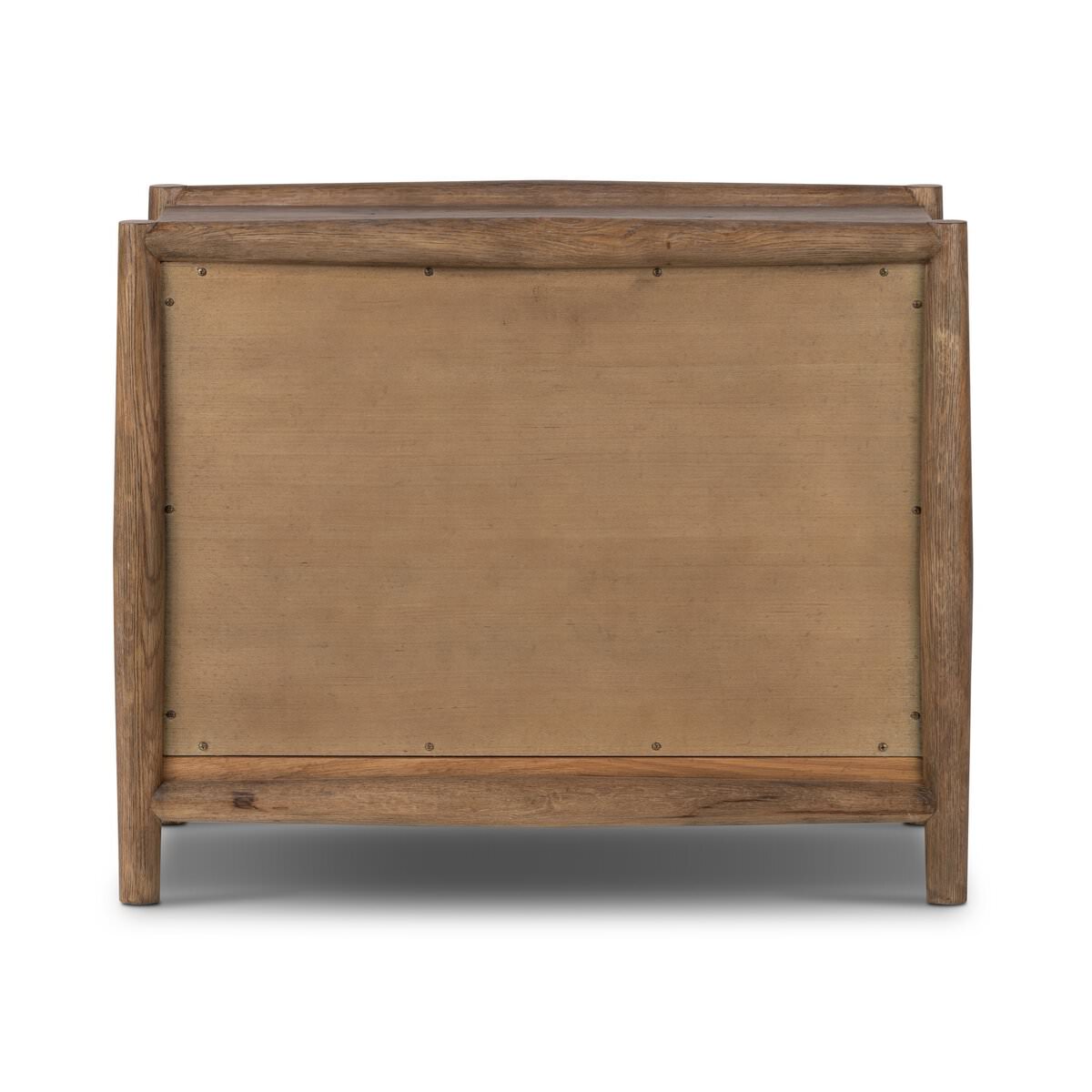 Back of Four Hands Glenview Nightstand in Weathered Oak Veneer on a white background at Addison West