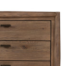 Close up of Four Hands Glenview Nightstand in Weathered Oak Veneer on a white background at Addison West