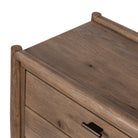 Close up of Four Hands Glenview Nightstand in Weathered Oak Veneer on a white background at Addison West