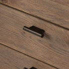 Close up of Four Hands Glenview Nightstand in Weathered Oak Veneer on a white background at Addison West