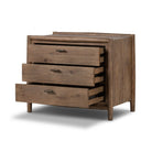 Four Hands Glenview Nightstand in Weathered Oak Veneer on a white background at Addison West