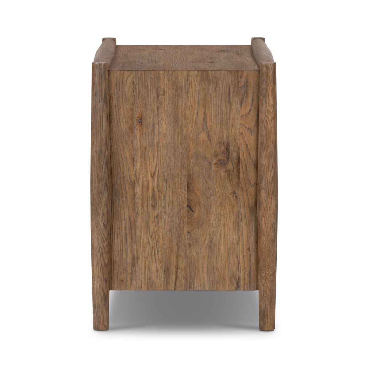 Side of Four Hands Glenview Nightstand in Weathered Oak Veneer on a white background at Addison West