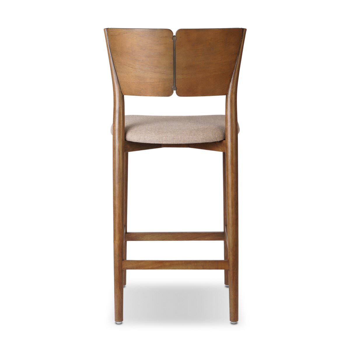 Back of Four Hands Grady Counter Stool in Alcala Taupe on a white background at Addison West