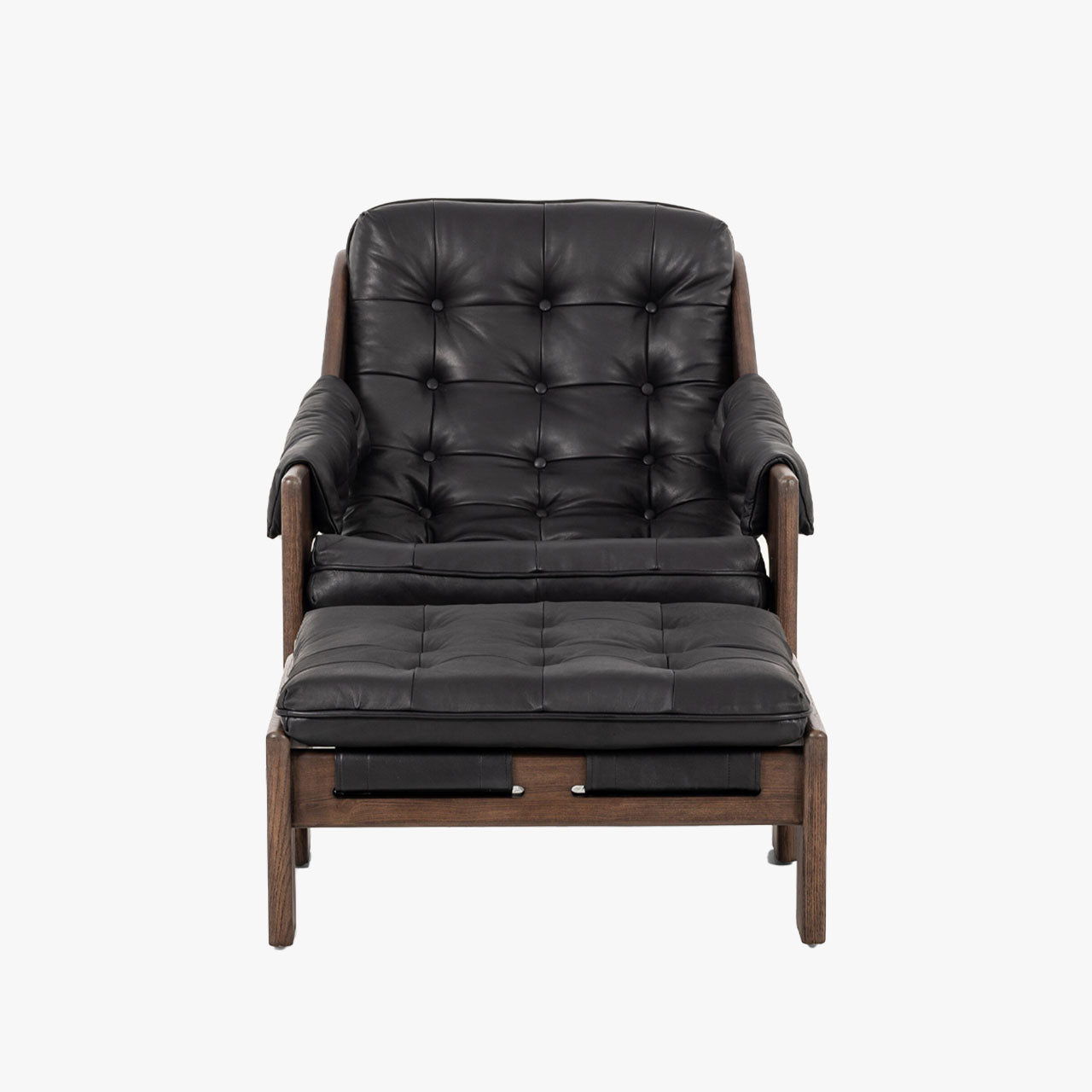Four Hands Halston Chair + Ottoman In Heirloom Black - Addison West
