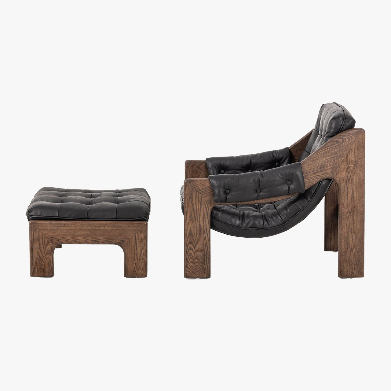 Four Hands Halston Chair + Ottoman In Heirloom Black - Addison West