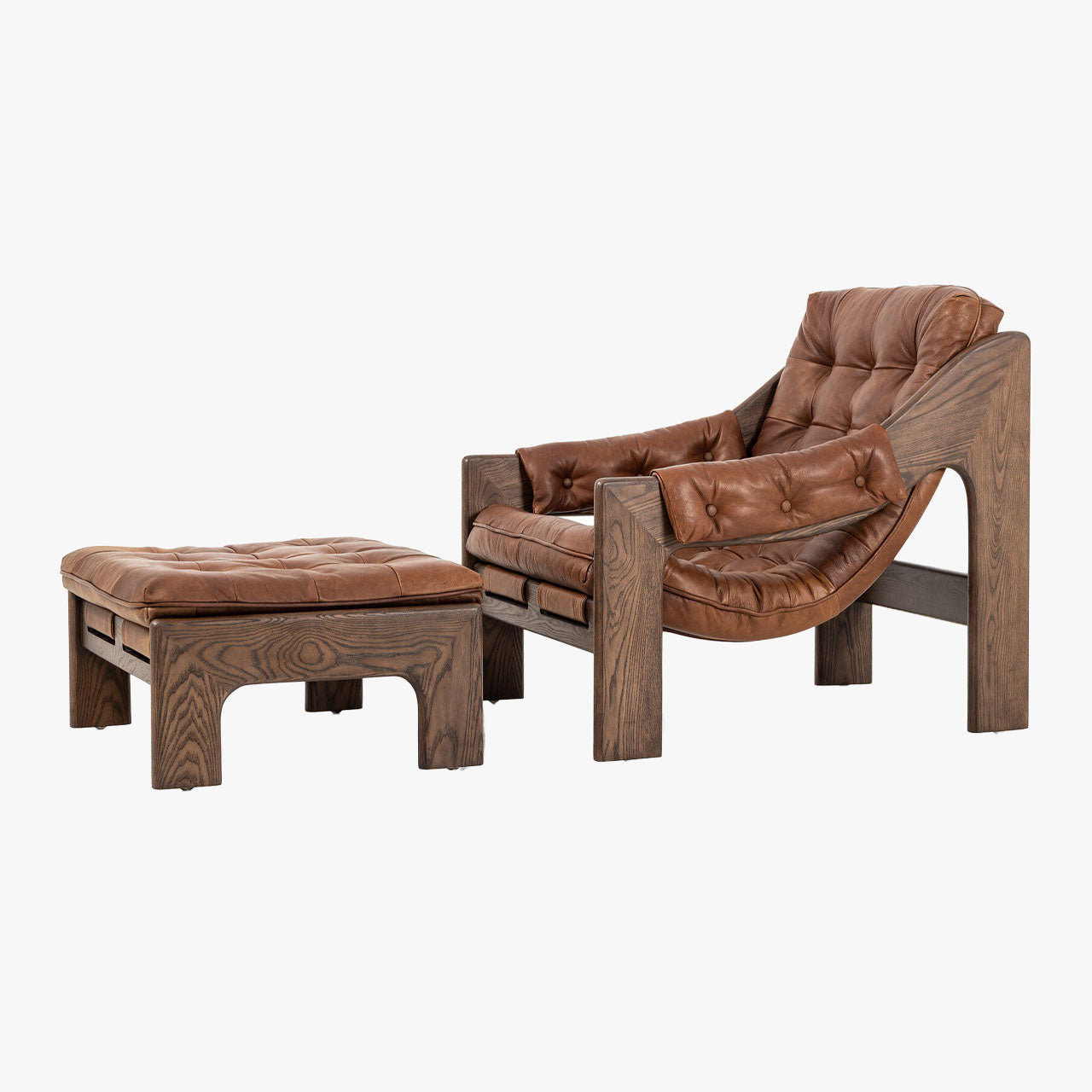 Four Hands Halston Chair + Ottoman In Heirloom Sienna - Addison West