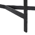 Close up of Four Hands Hammered Iron Console Table in White Marble on a white background at Addison West