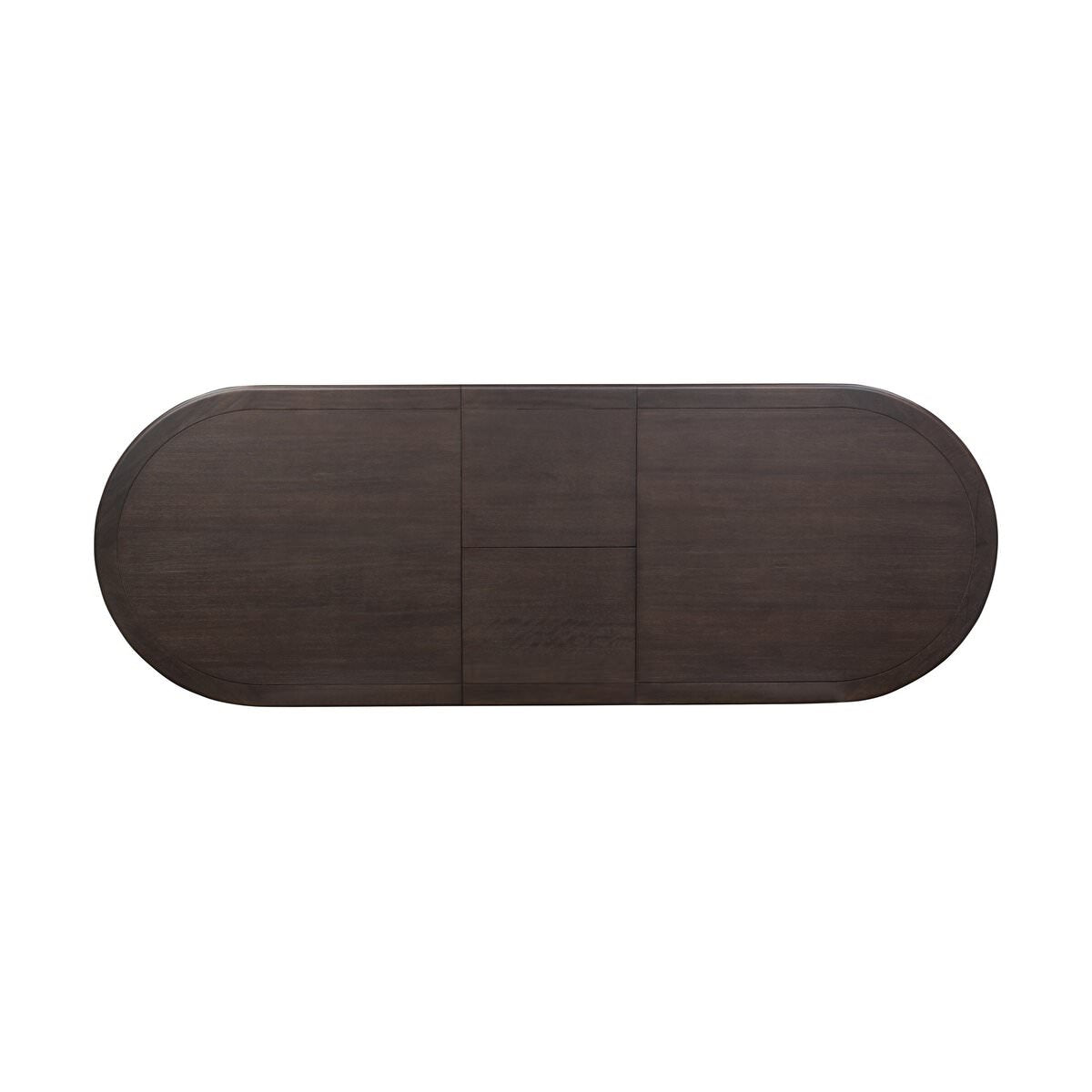 Top of Four Hands Harper Oval Extension Dining Table 84-104" in Black Mango Veneer on a white background at Addison West
