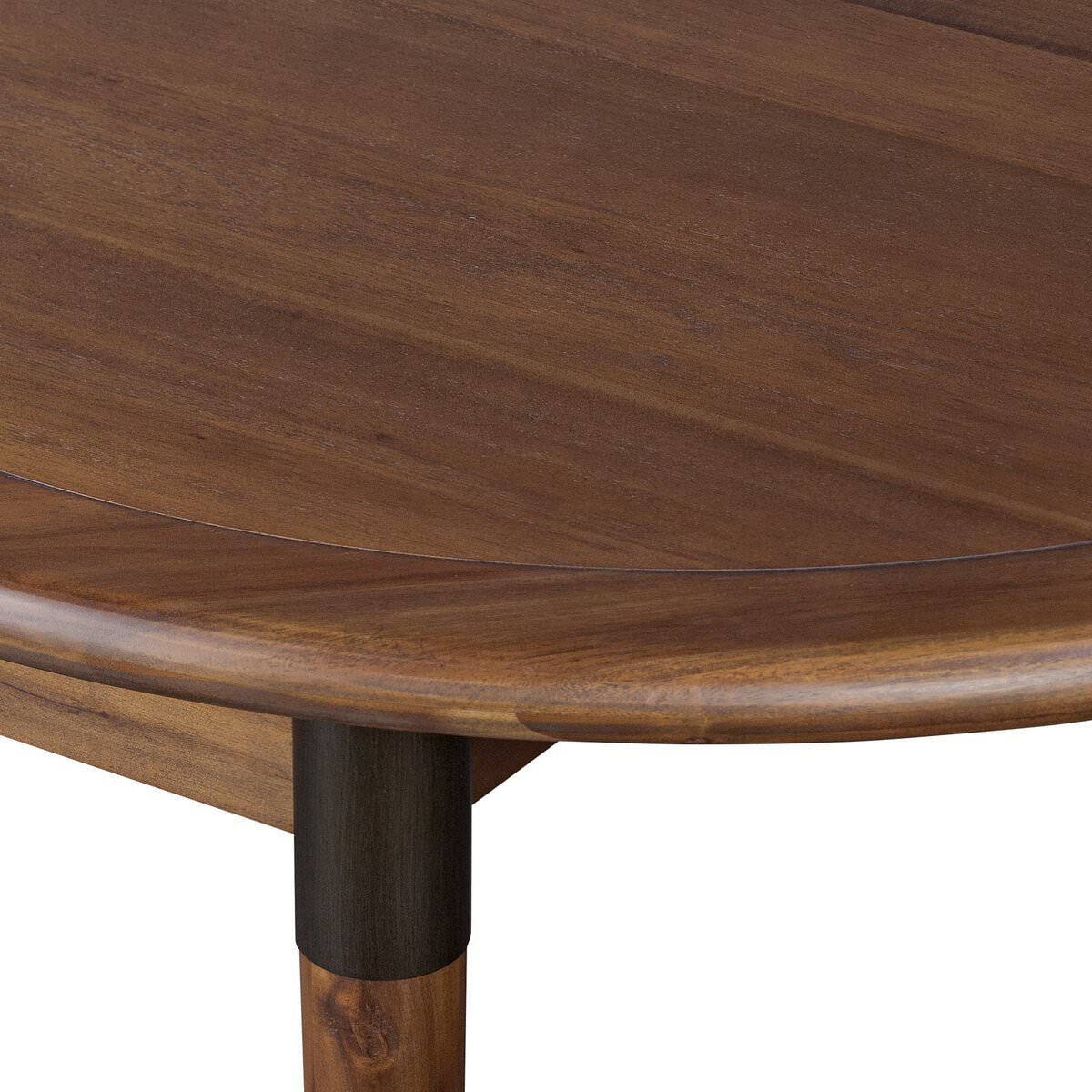 Close up of Four Hands Harper Oval Extension Dining Table 84-104" in Toasted Walnut on a white background at Addison West