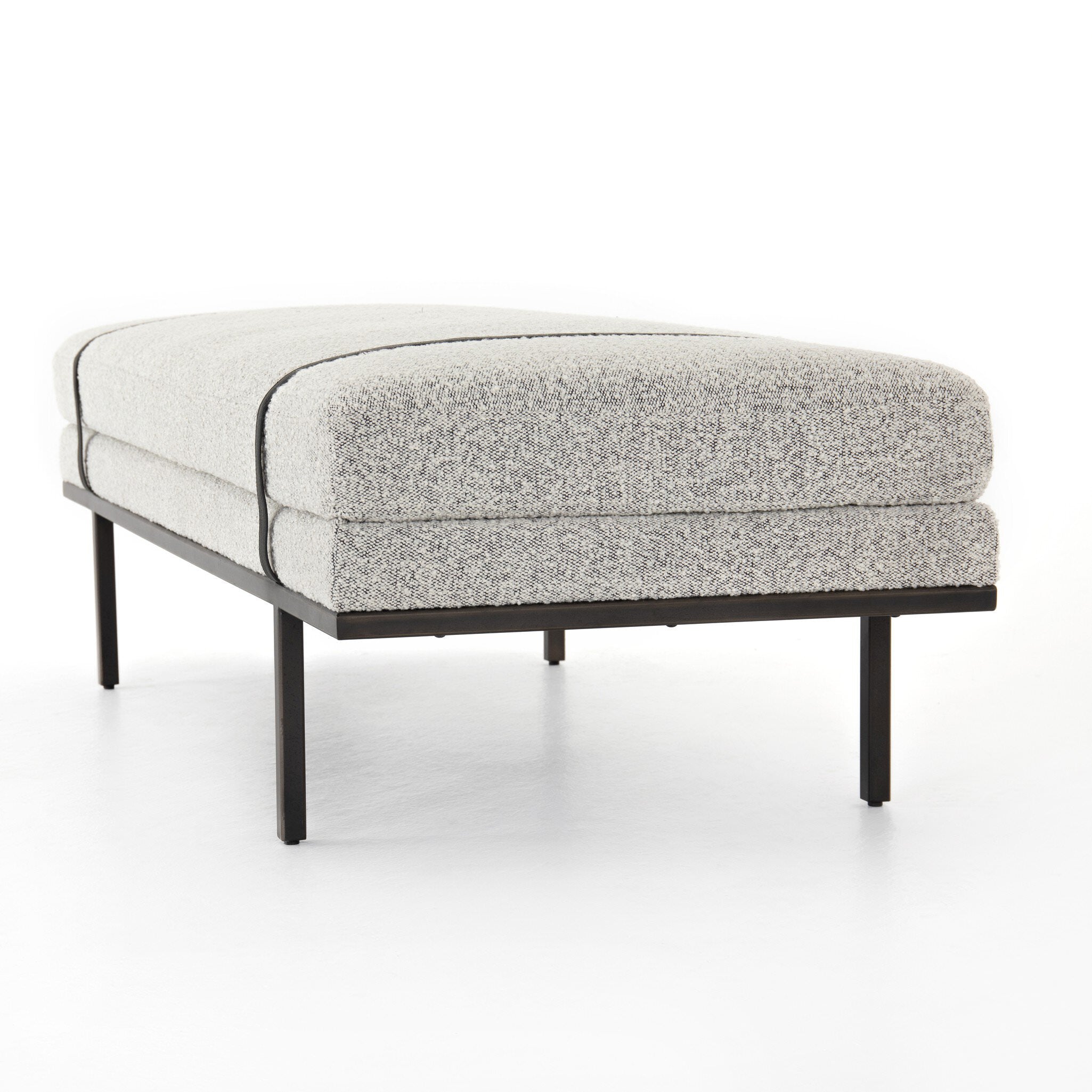 Four Hands Harris Accent Bench in Knoll Domino on white background at Addison West.