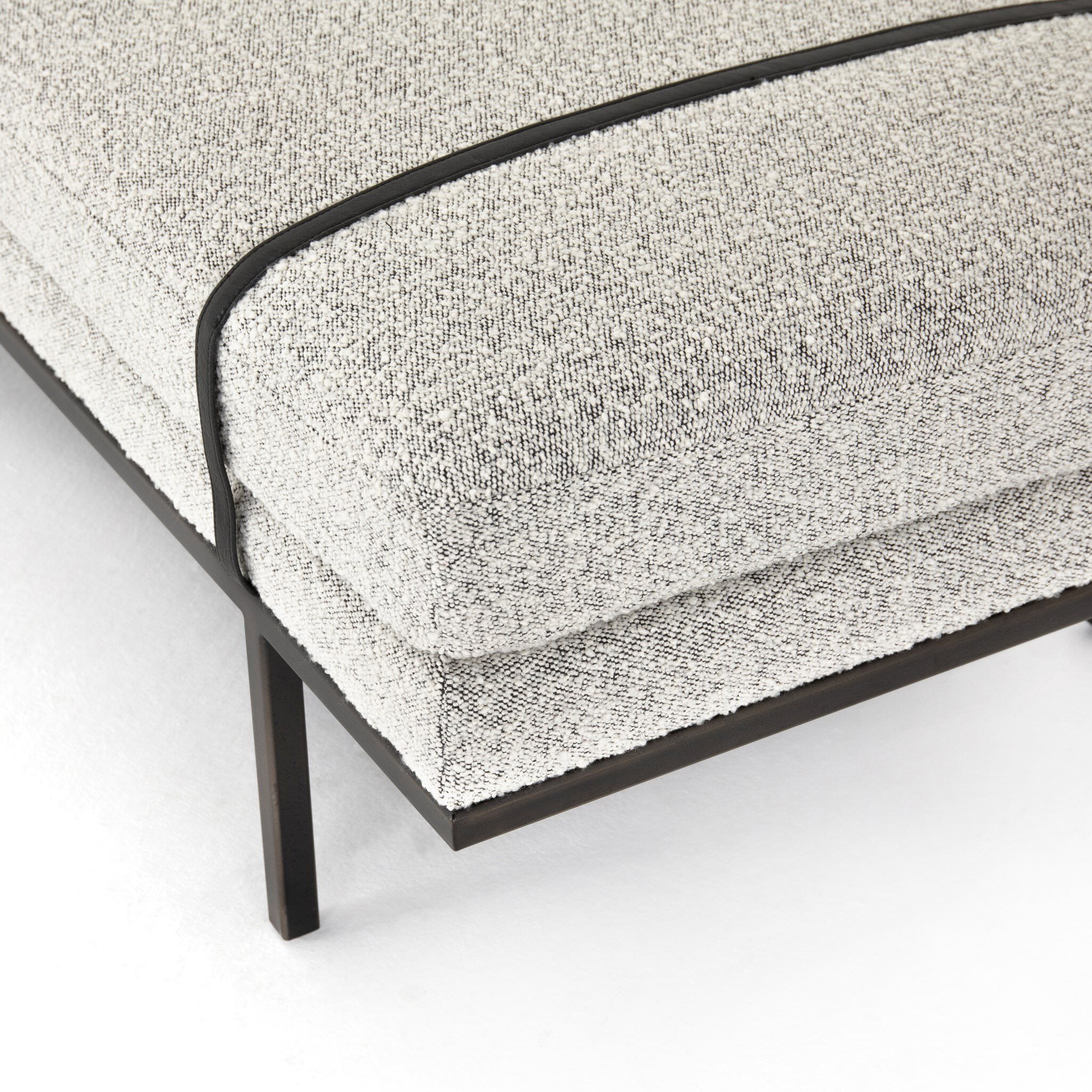 Four Hands Harris Accent Bench in Knoll Domino on white background at Addison West.