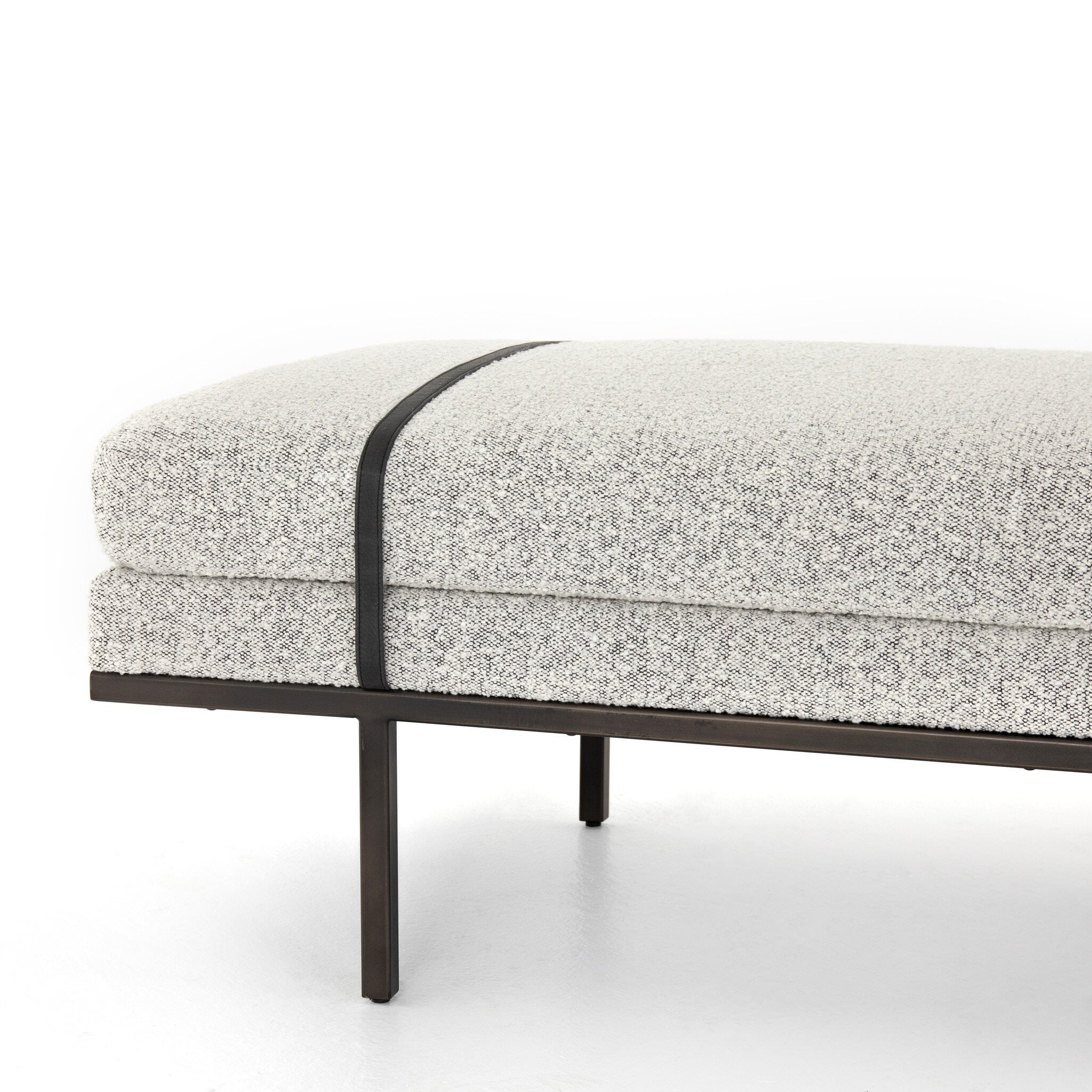 Four Hands Harris Accent Bench in Knoll Domino on white background at Addison West.