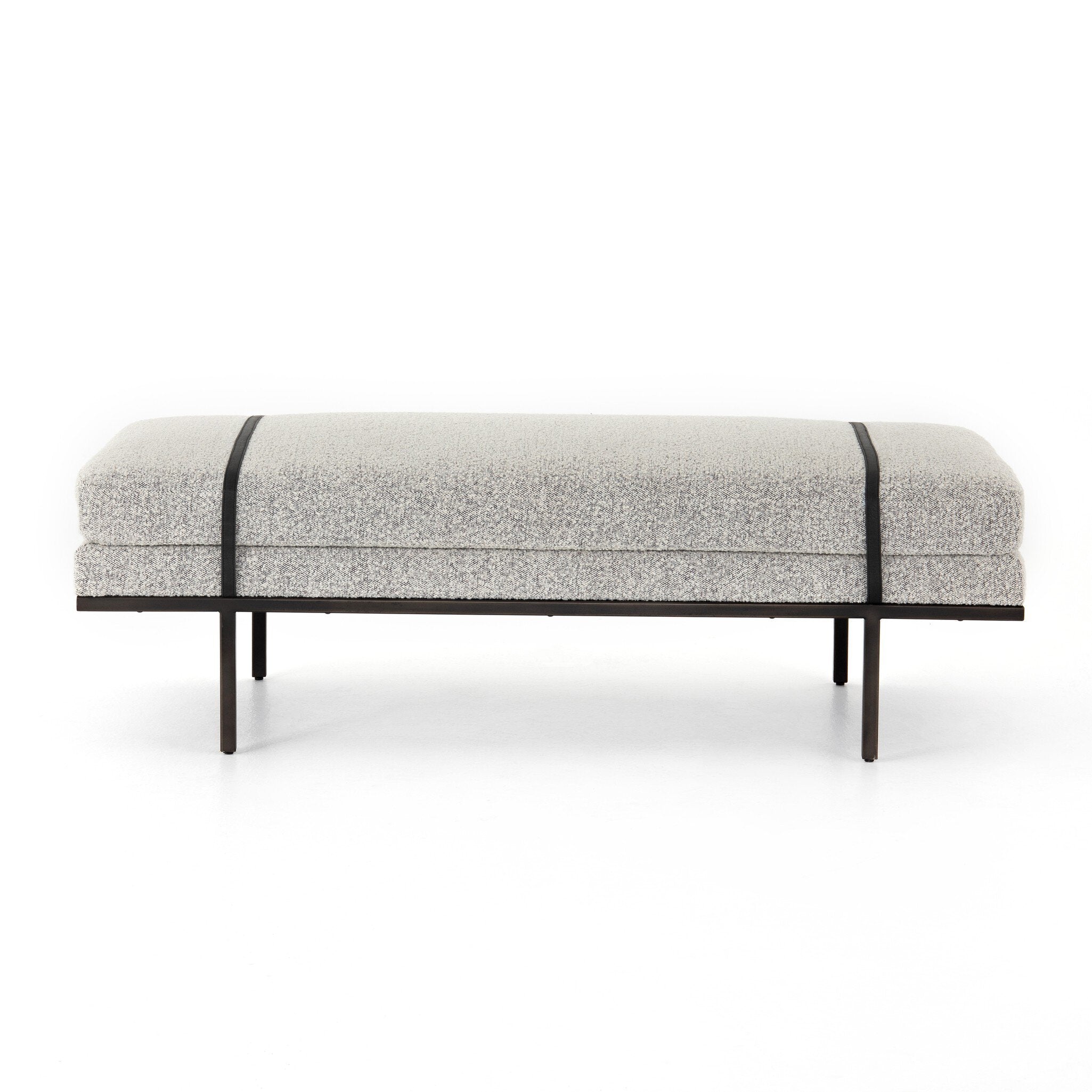 Four Hands Harris Accent Bench in Knoll Domino on white background at Addison West.