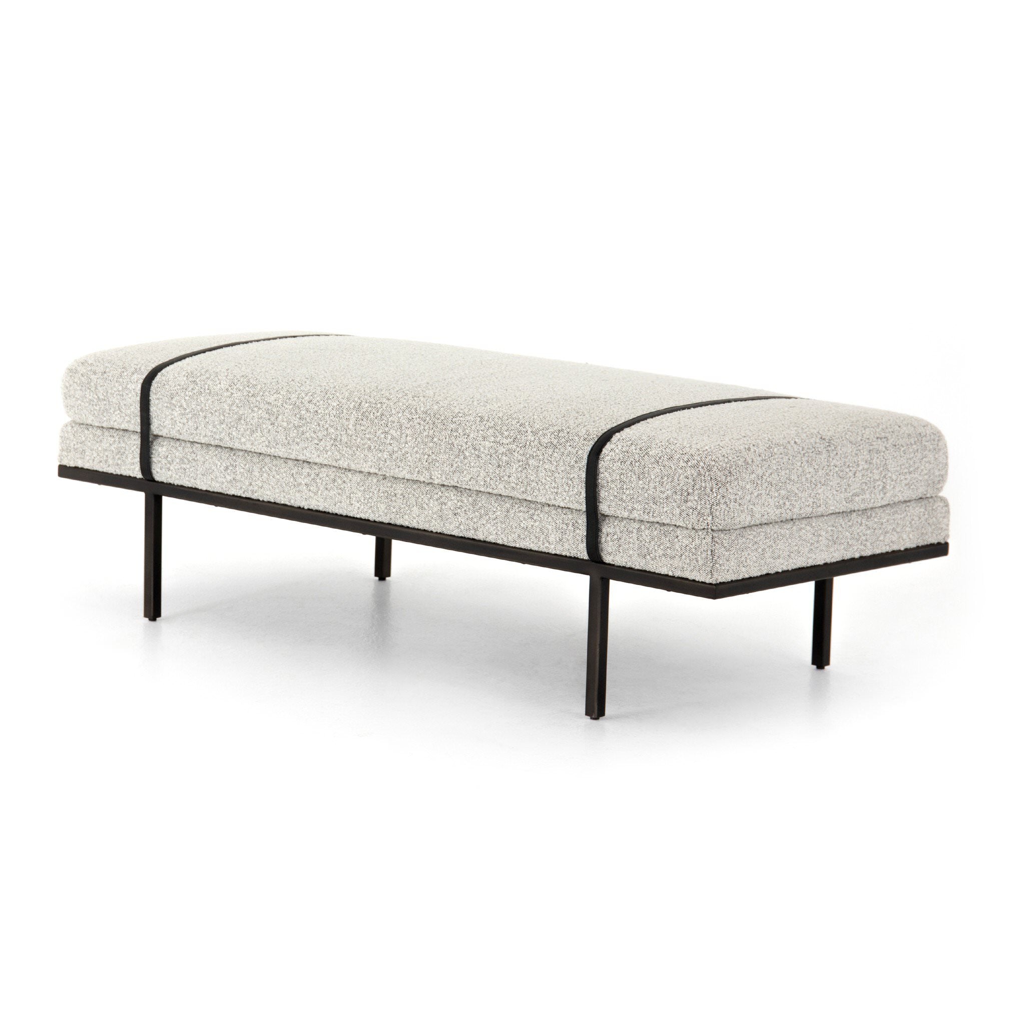 Four Hands Harris Accent Bench in Knoll Domino on white background at Addison West.