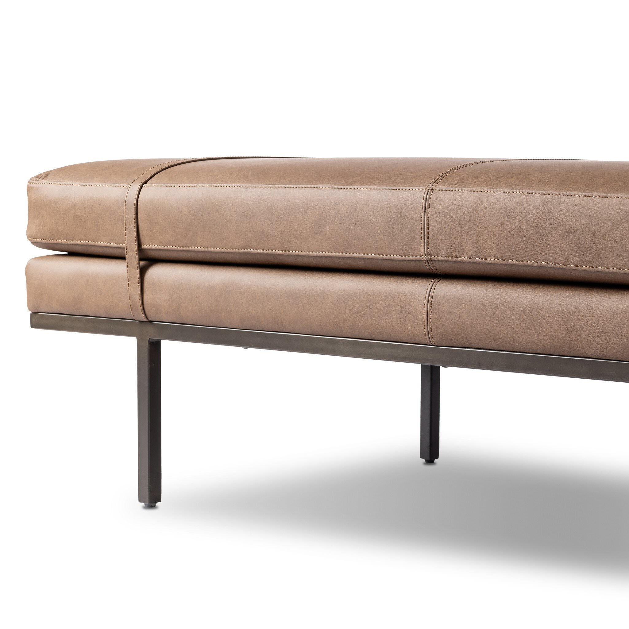 Four Hands Harris Accent Bench in Maestro Cigar on white background at Addison West.